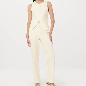 Frank And Oak The Jane Straight Pant in Cream Size 44